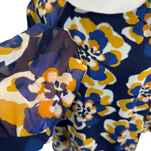 CAbi Floral Blouse - Blue and Yellow - Picture 5 of 11